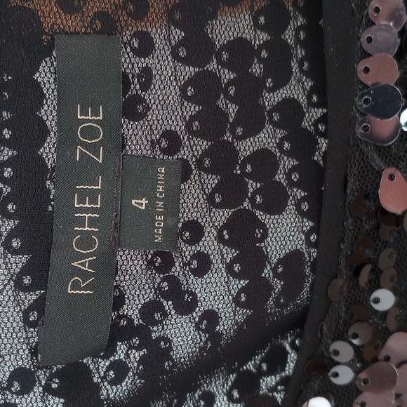 Rachel Zoe Holly Sequin Top Long-Sleeve Size 4 Black Silver NYE Holiday Party - Picture 3 of 4